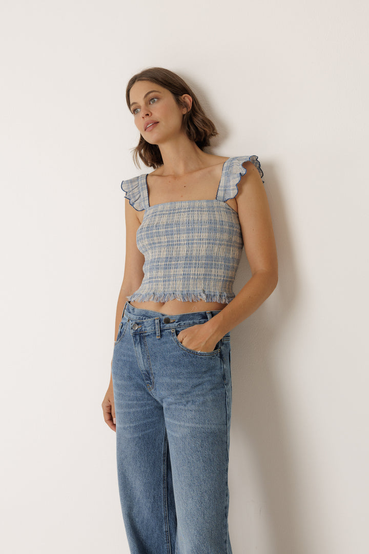 GINGHAM SMOCKED TANK (AZUL BRITANICO) - INDI&COLD