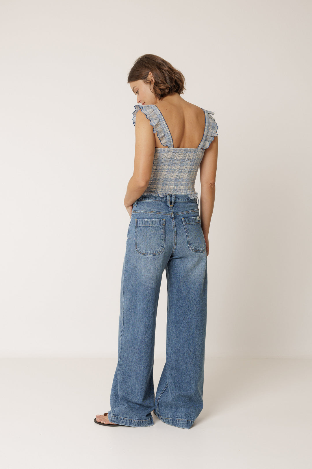 GINGHAM SMOCKED TANK (AZUL BRITANICO) - INDI&COLD