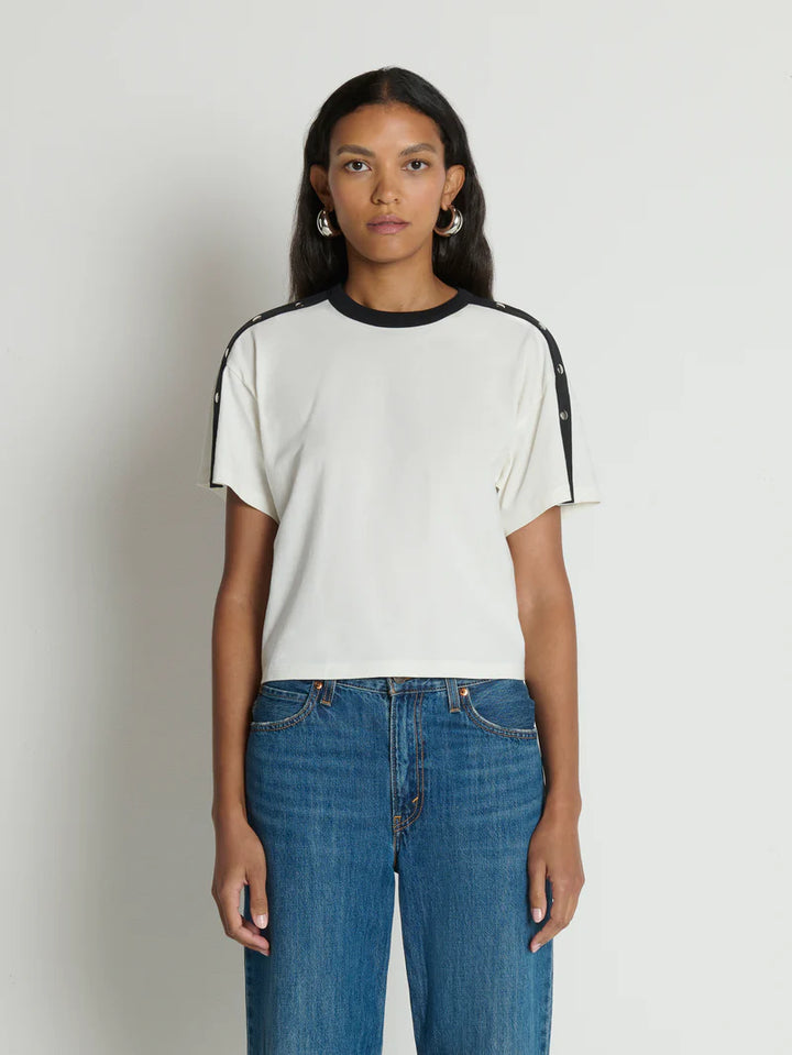ADA BUTTON TEE (PORCELAIN COLOUR BLOCK) - NATION