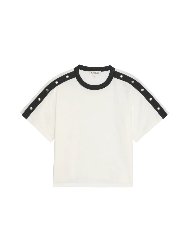 ADA BUTTON TEE (PORCELAIN COLOUR BLOCK) - NATION