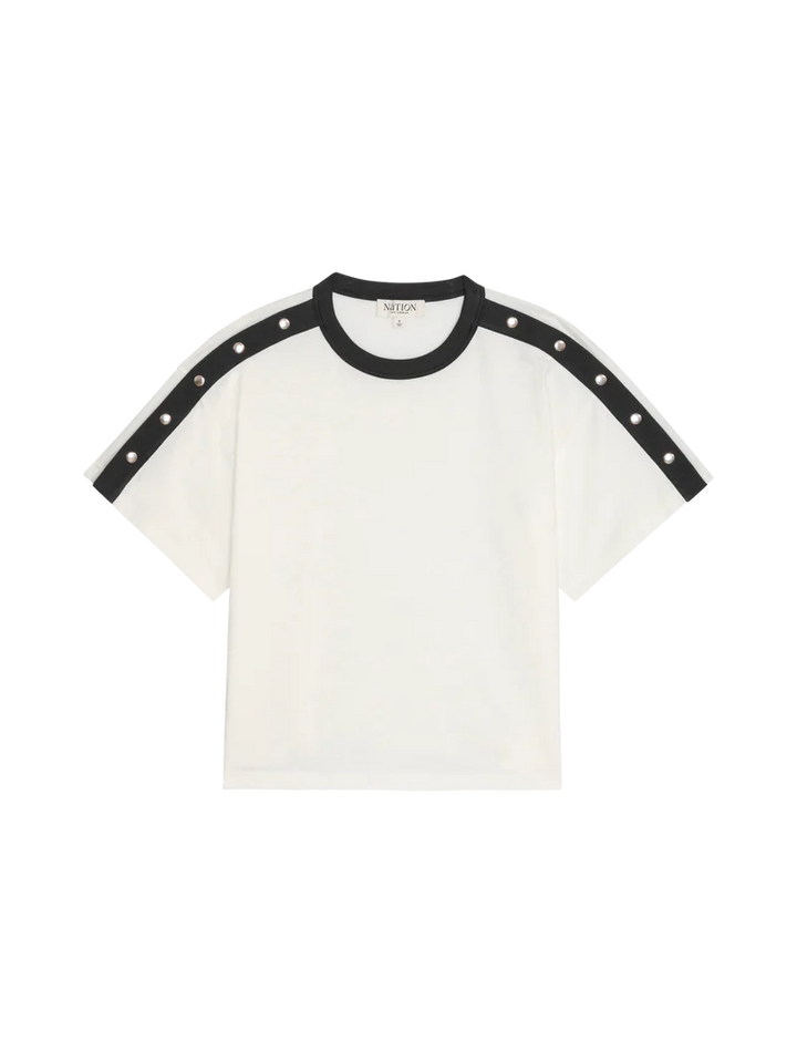 ADA BUTTON TEE (PORCELAIN COLOUR BLOCK) - NATION