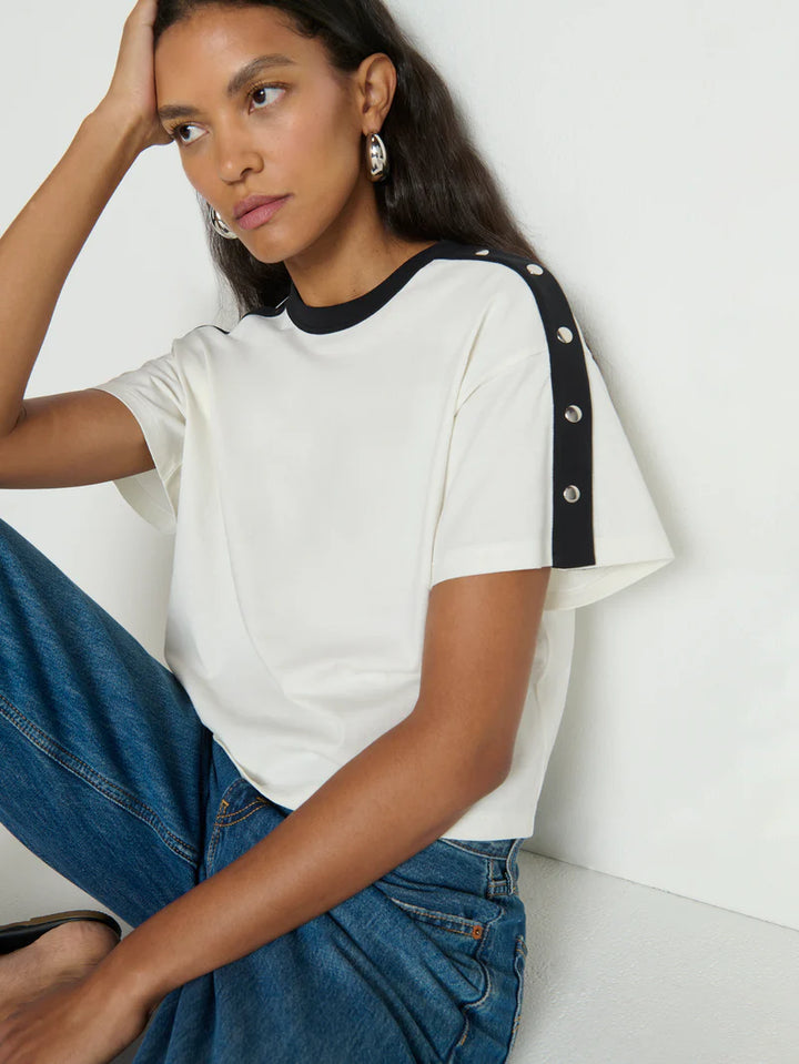 ADA BUTTON TEE (PORCELAIN COLOUR BLOCK) - NATION