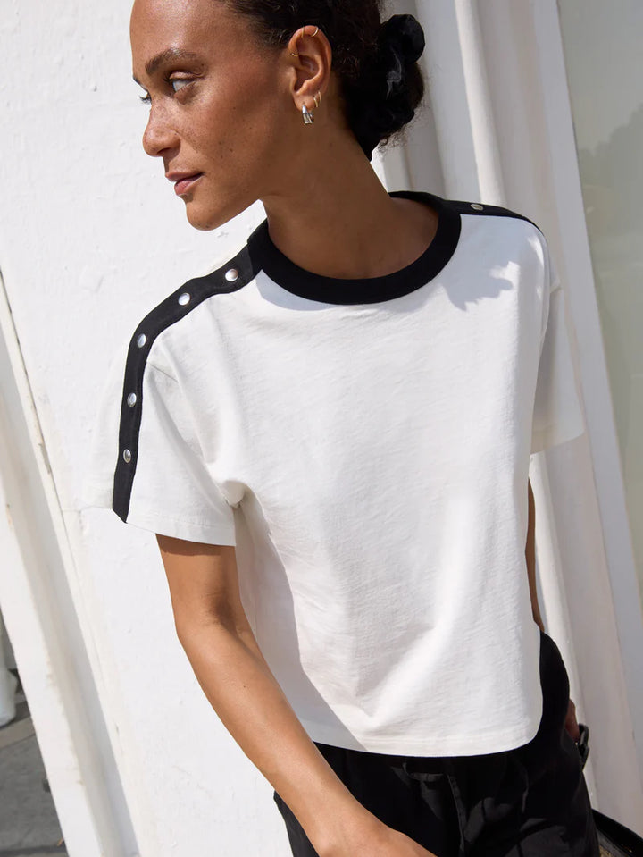 ADA BUTTON TEE (PORCELAIN COLOUR BLOCK) - NATION