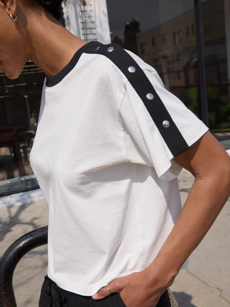ADA BUTTON TEE (PORCELAIN COLOUR BLOCK) - NATION