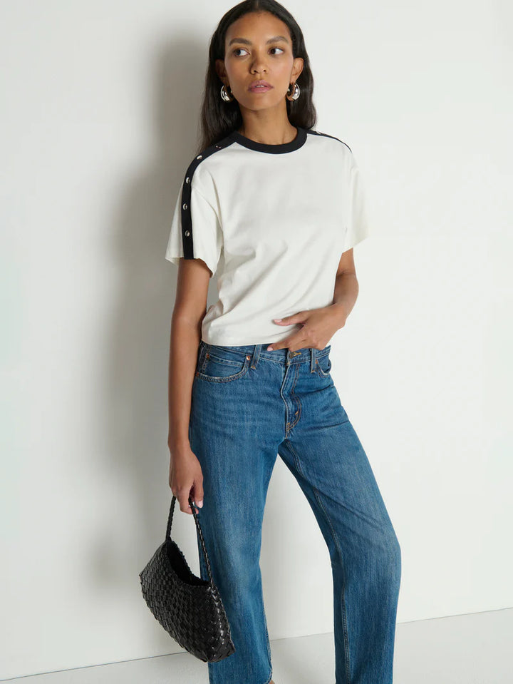 ADA BUTTON TEE (PORCELAIN COLOUR BLOCK) - NATION