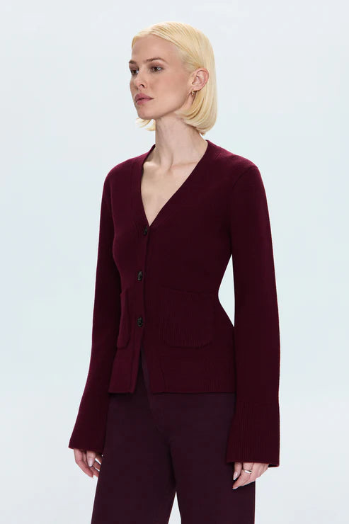 AERON V-NECK CARDIGAN SWEATER - PISTOLA