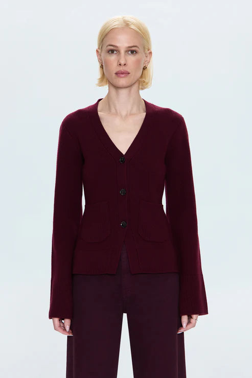 AERON V-NECK CARDIGAN SWEATER - PISTOLA