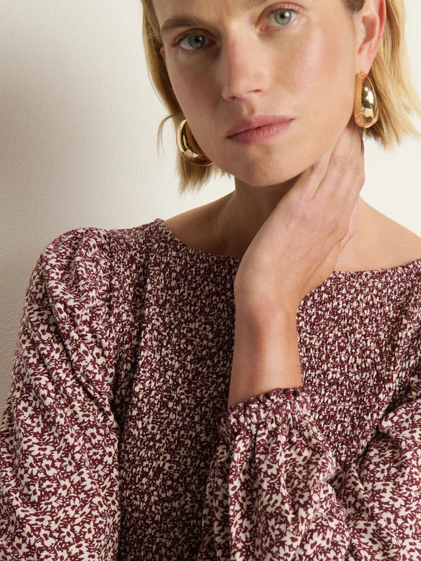 AIDEN SMOCKED BLOUSE (WINTER FLORAL) - NATION