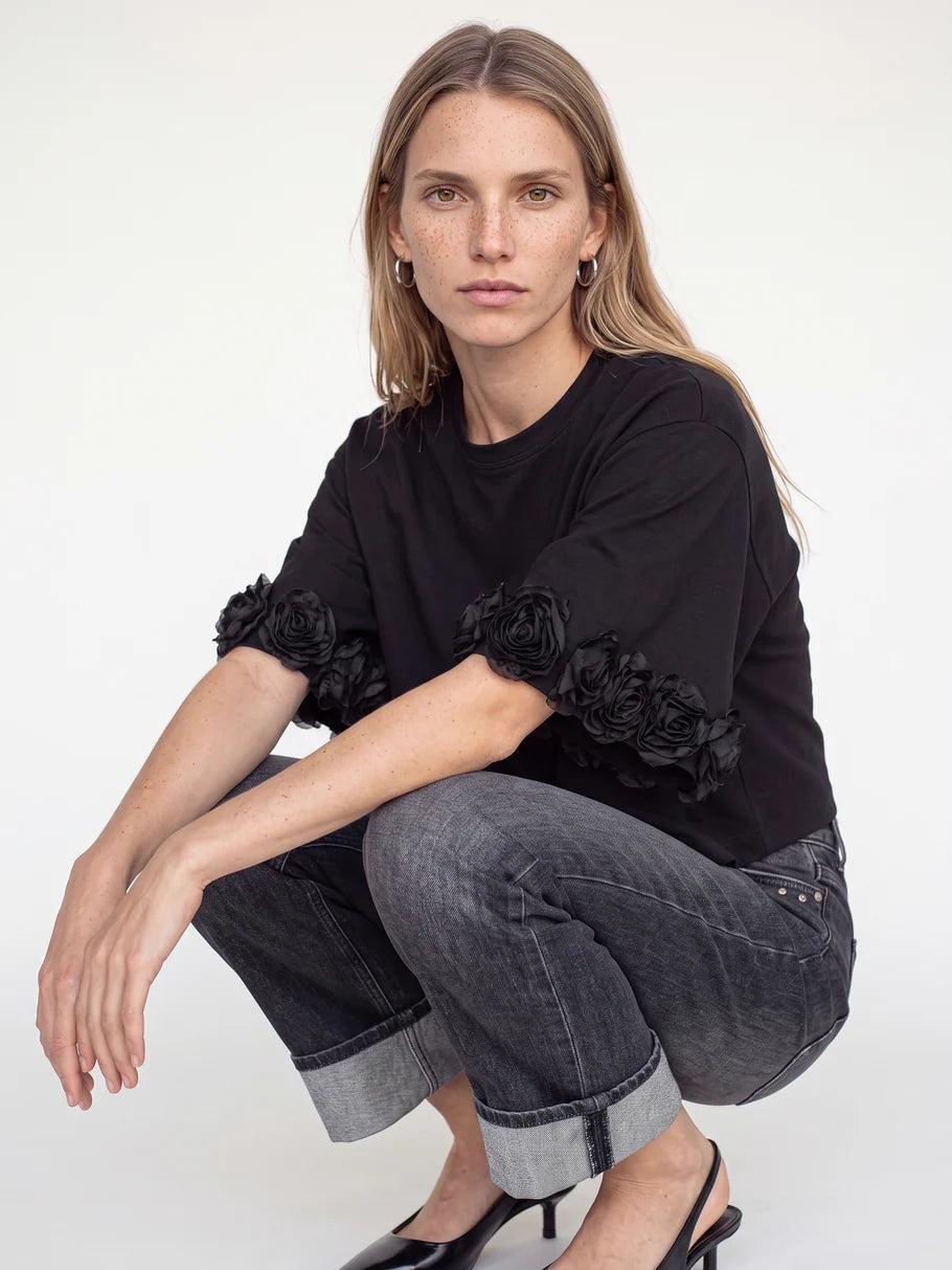ROSETTE TEE (BLACK) - MOS MOSH