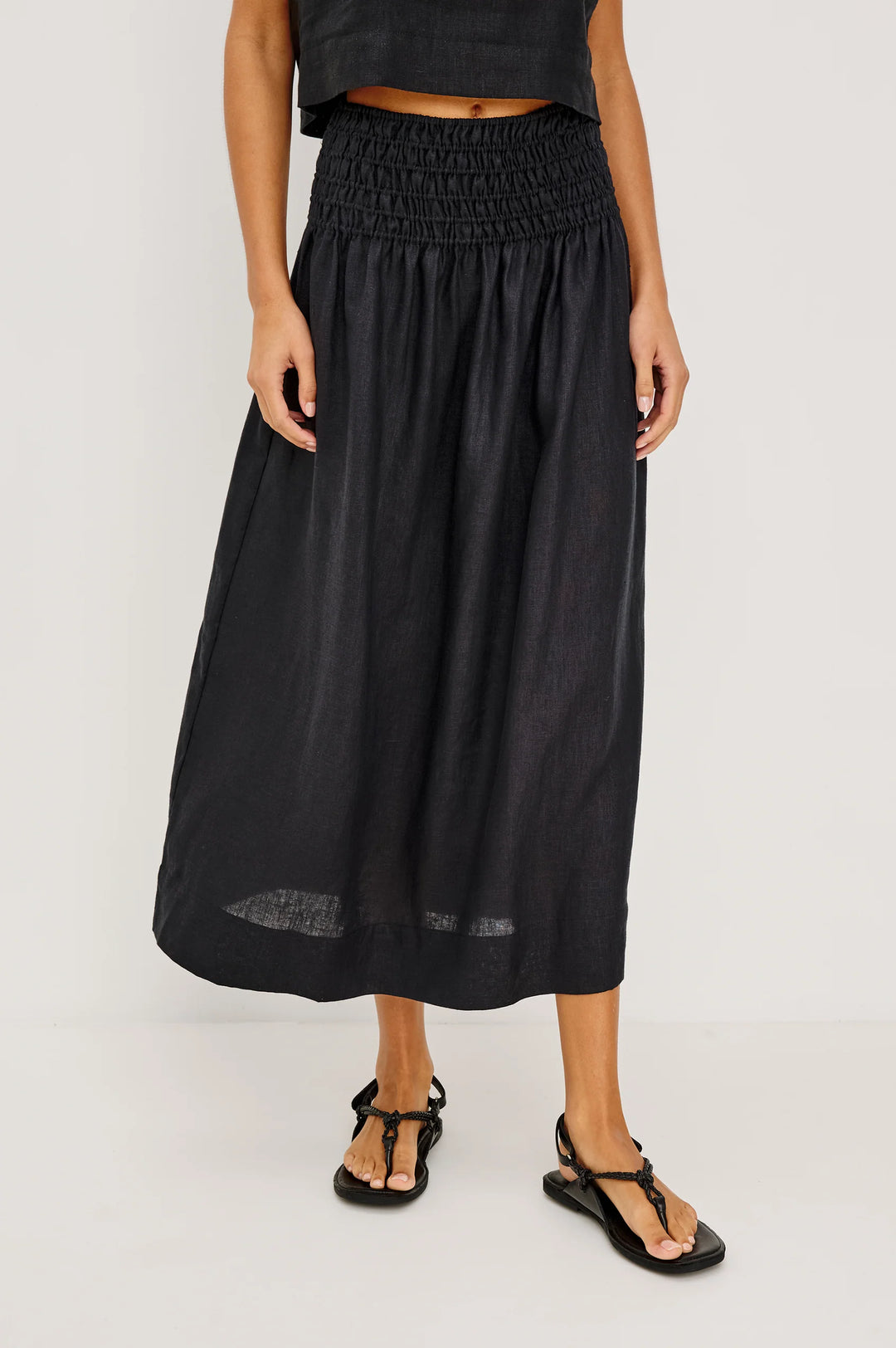 ALESSA LINEN SKIRT (BLACK) - RAILS