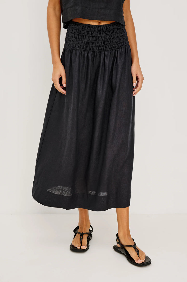 ALESSA LINEN SKIRT (BLACK) - RAILS