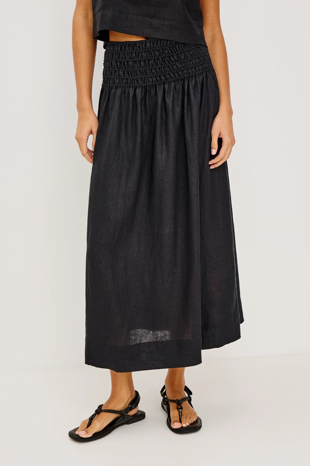 ALESSA LINEN SKIRT (BLACK) - RAILS