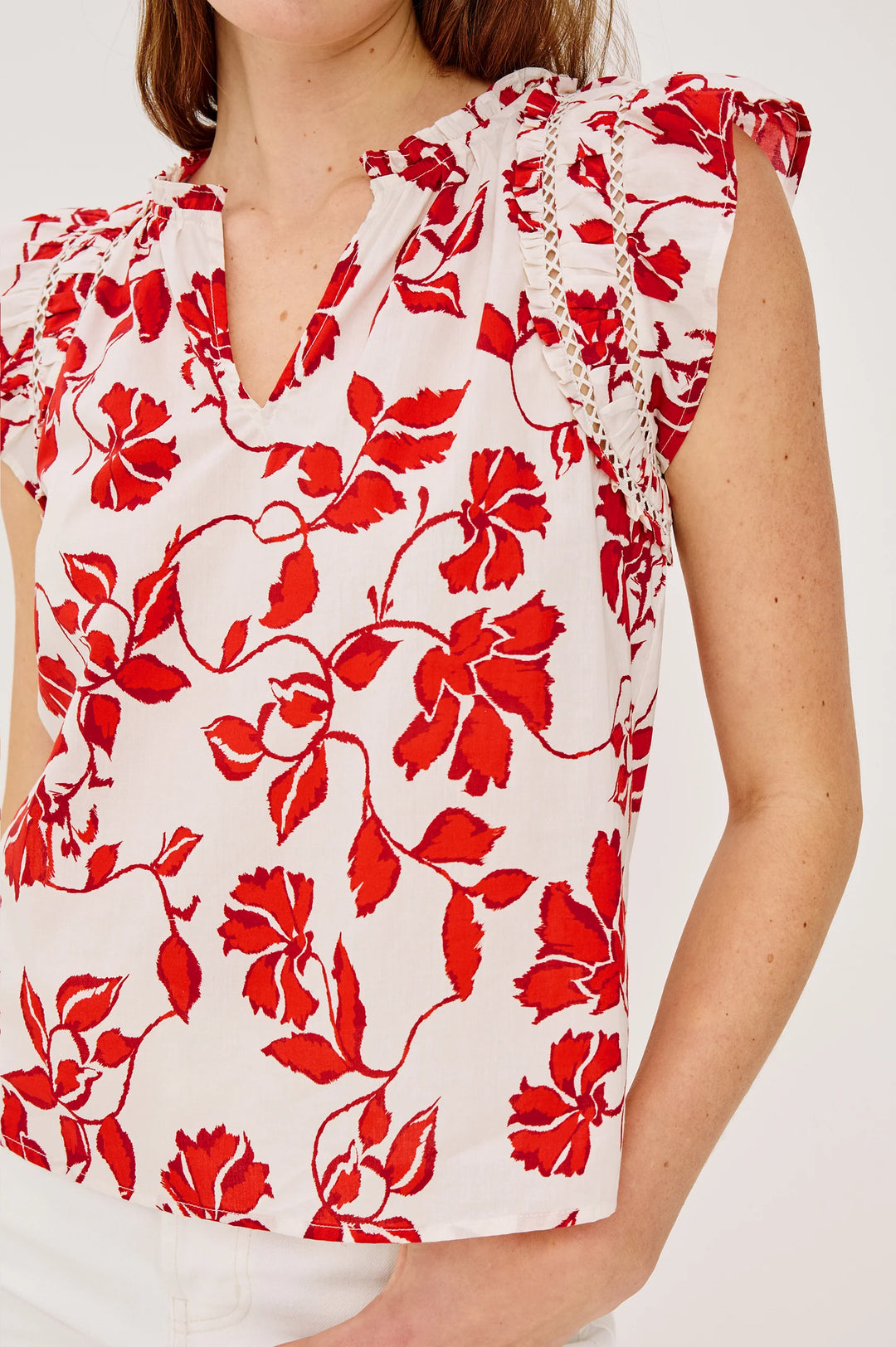 ALLEA RUFFLE TOP (RED JASMINE) - RAILS