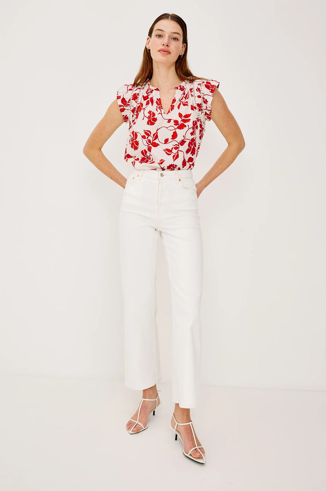 ALLEA RUFFLE TOP (RED JASMINE) - RAILS