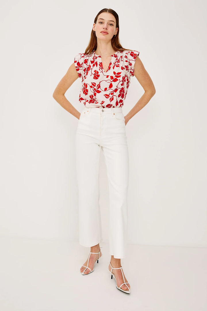 ALLEA RUFFLE TOP (RED JASMINE) - RAILS