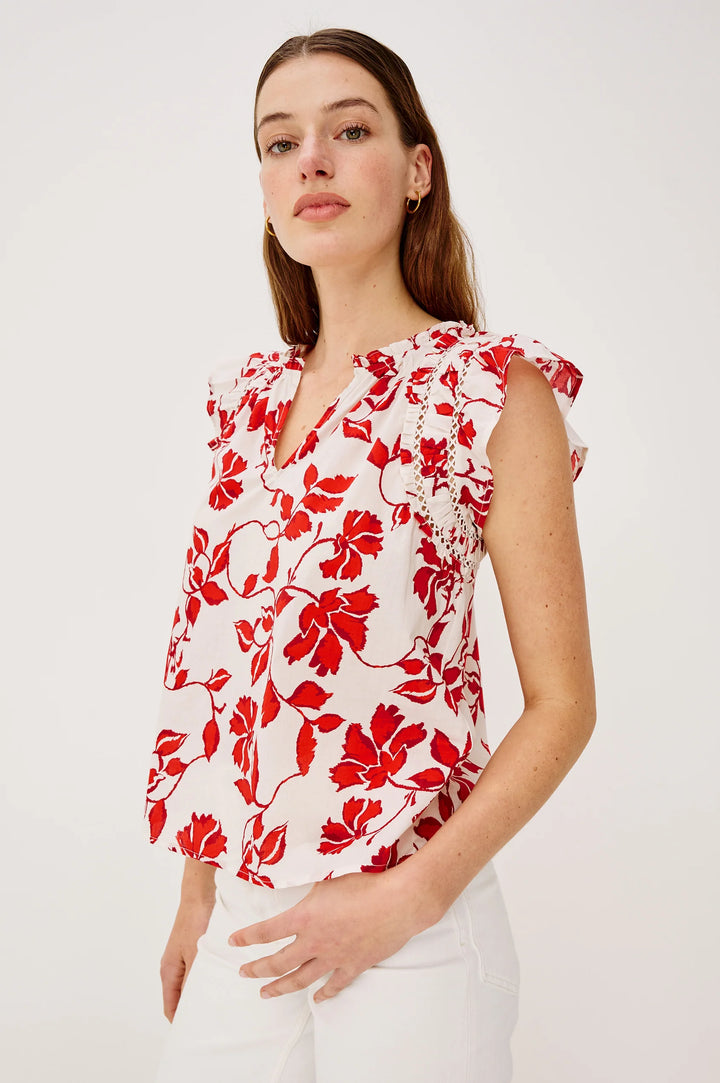 ALLEA RUFFLE TOP (RED JASMINE) - RAILS