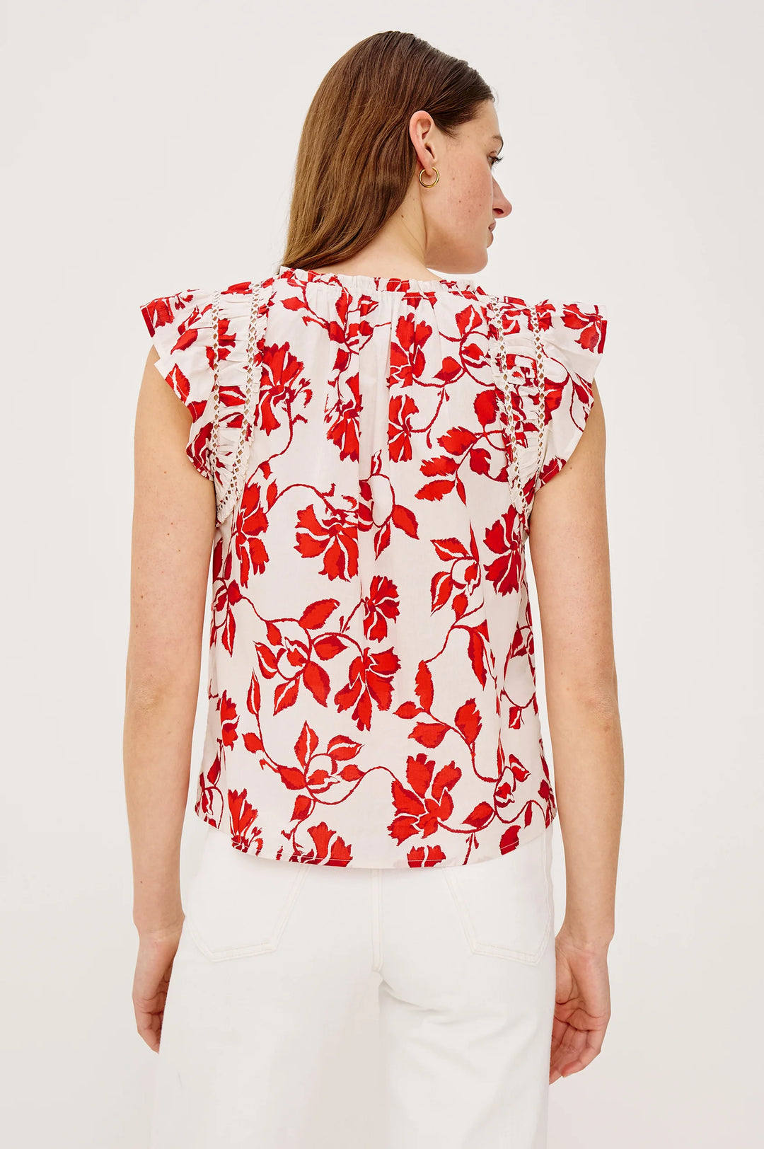 ALLEA RUFFLE TOP (RED JASMINE) - RAILS