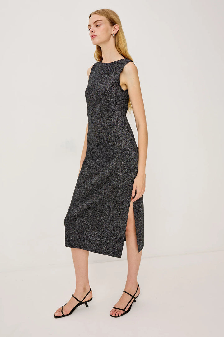 ALORA DRESS (GUNMETAL LUREX) - RAILS