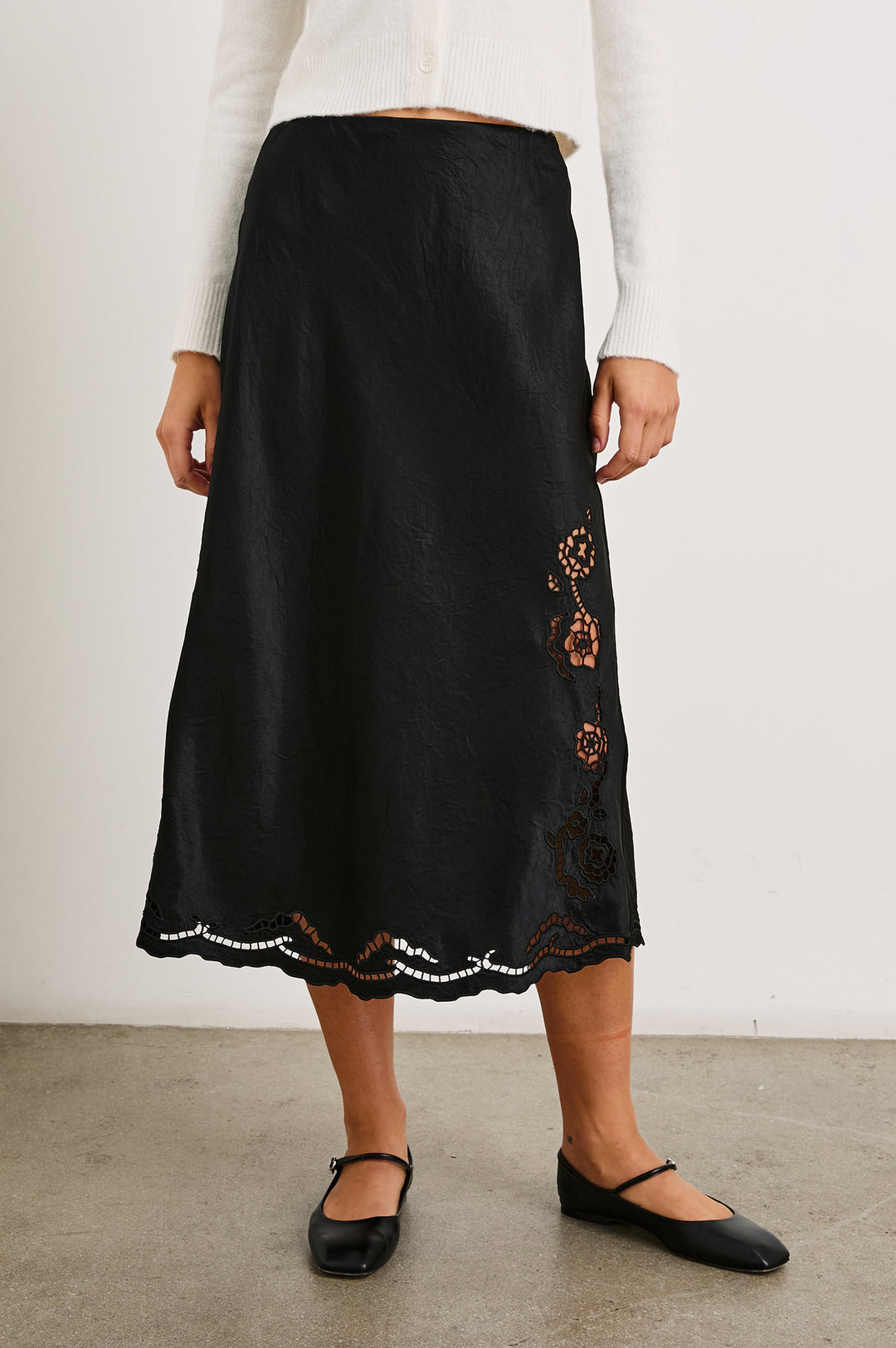 ANYA SATIN EYELET SKIRT - RAILS