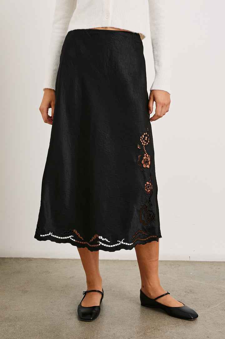 ANYA SATIN EYELET SKIRT - RAILS