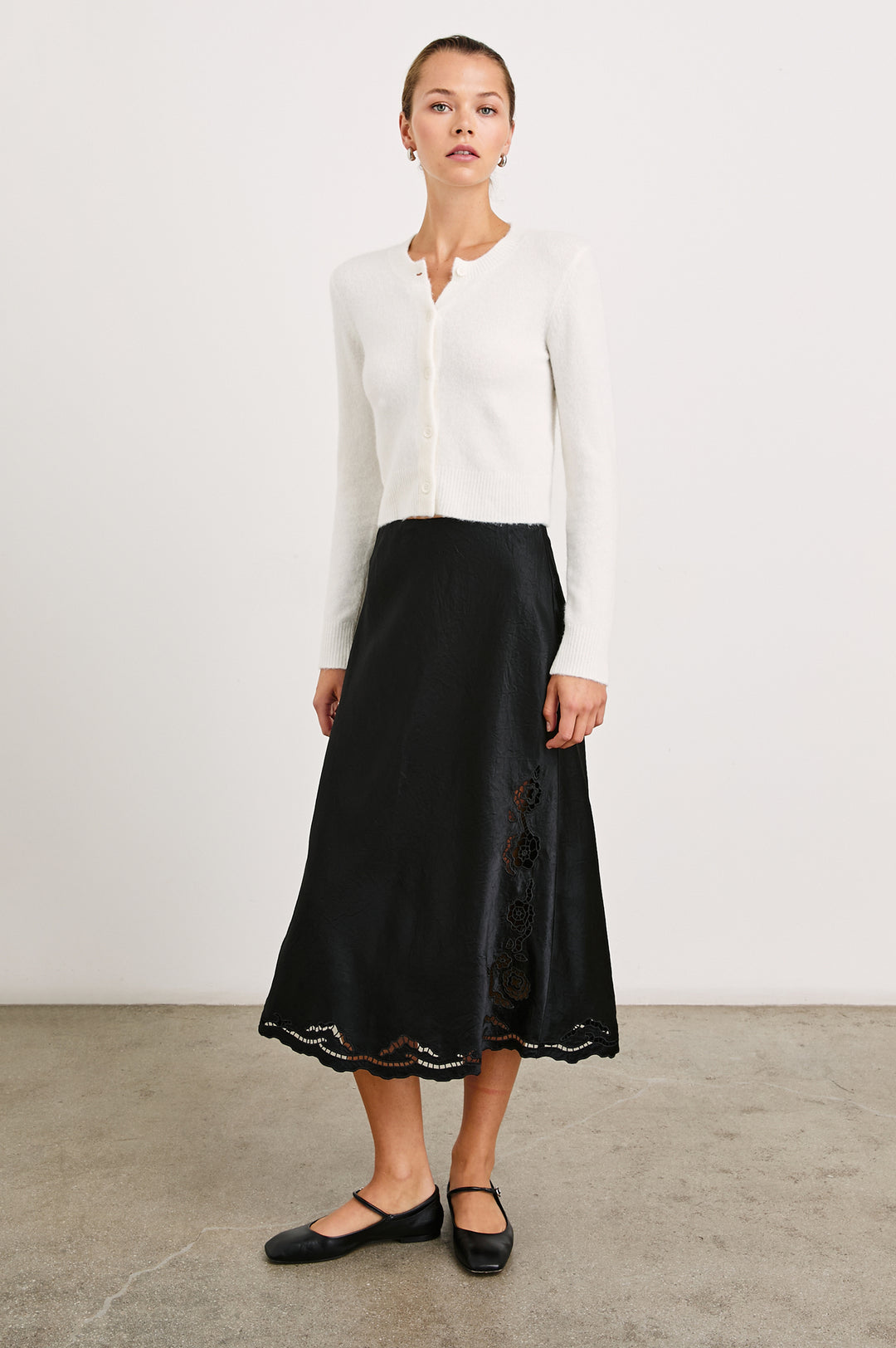 ANYA SATIN EYELET SKIRT - RAILS