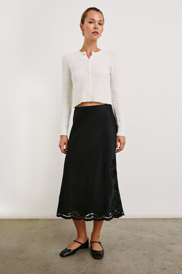 ANYA SATIN EYELET SKIRT - RAILS