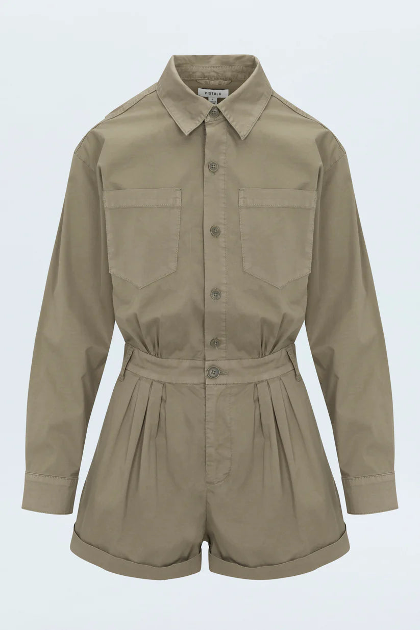 ARCHIE LONG SLEEVE PLEATED ROMPER - PISTOLA
