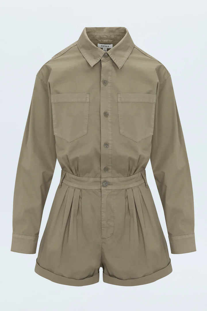 ARCHIE LONG SLEEVE PLEATED ROMPER - PISTOLA