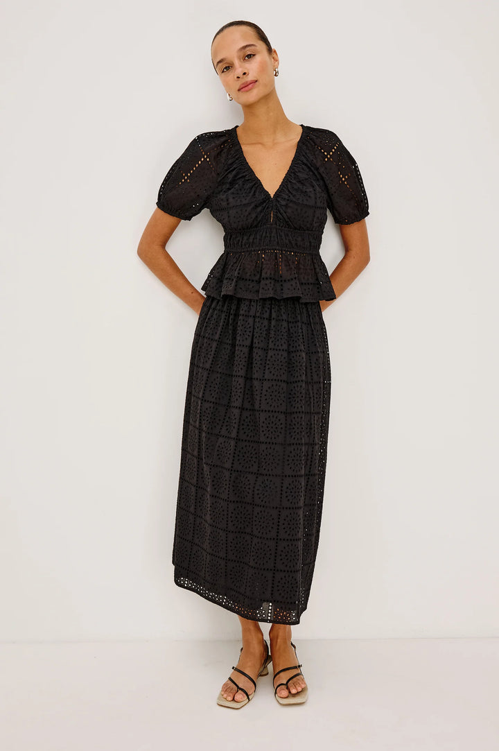 THE ARGENTA EYELET TOP (BLACK GRID) - RAILS