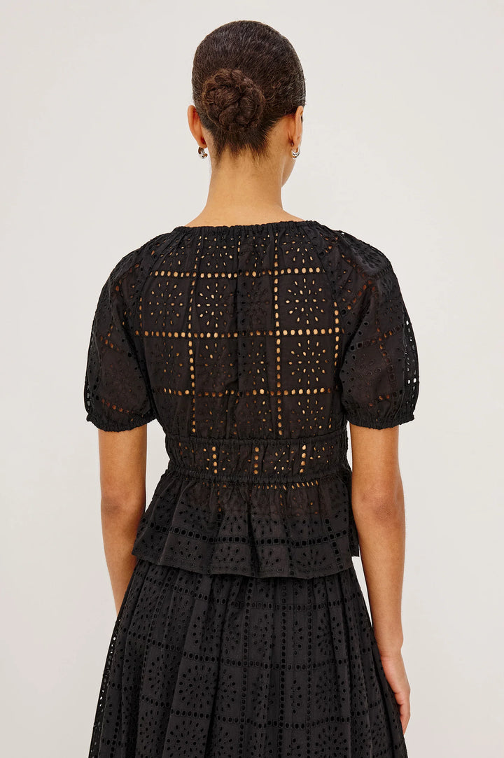 THE ARGENTA EYELET TOP (BLACK GRID) - RAILS