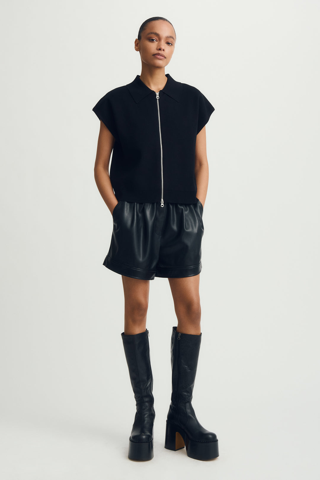 ARLO ZIP UP SWEATER (BLACK) - MELISSA NEPTON