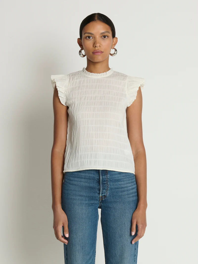 ASHLEY RUFFLE TANK (PORCELAIN) - NATION