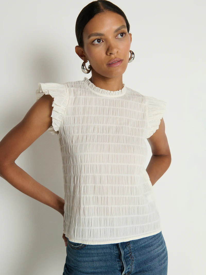 ASHLEY RUFFLE TANK (PORCELAIN) - NATION