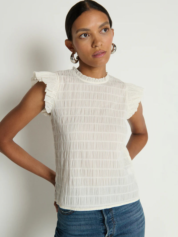 ASHLEY RUFFLE TANK (PORCELAIN) - NATION