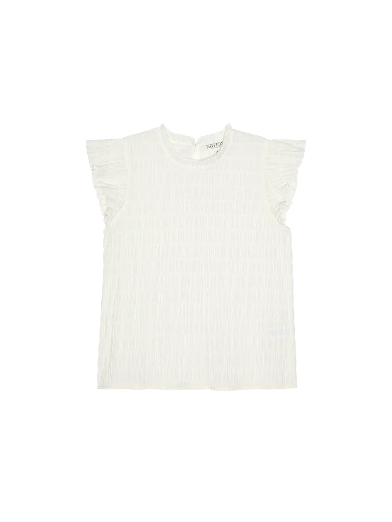 ASHLEY RUFFLE TANK (PORCELAIN) - NATION