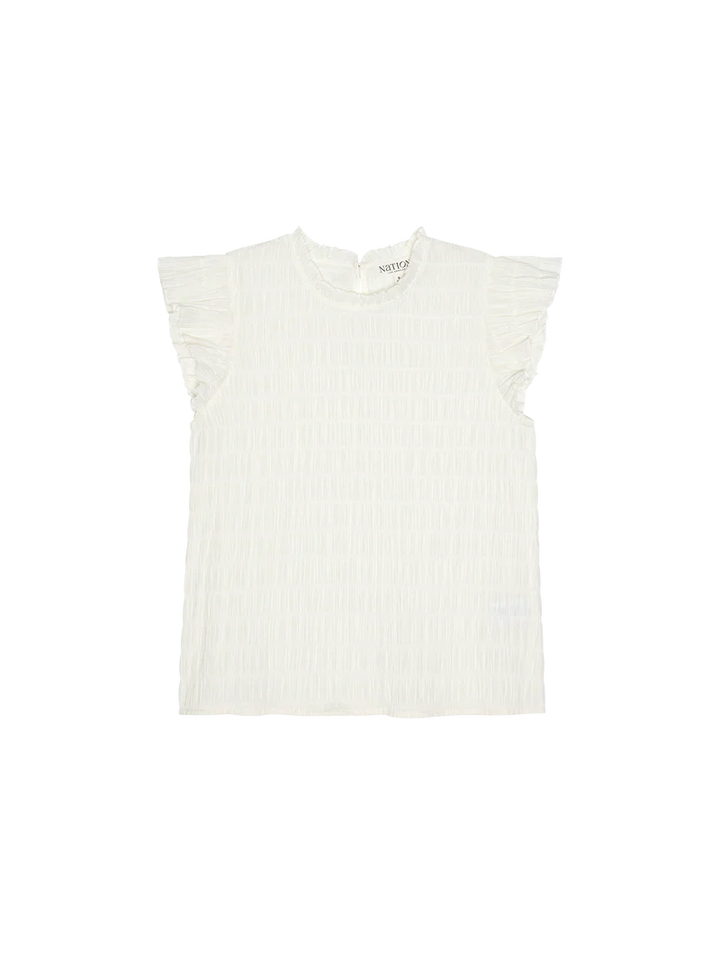 ASHLEY RUFFLE TANK (PORCELAIN) - NATION