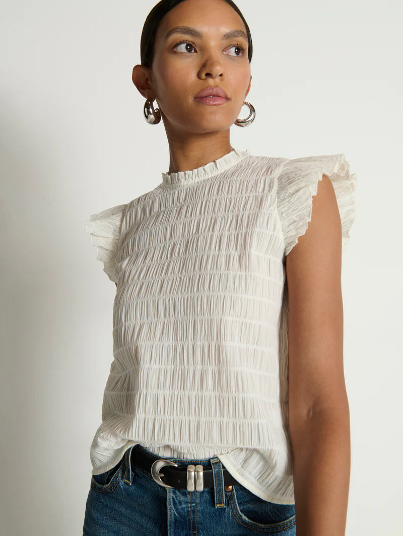 ASHLEY RUFFLE TANK (PORCELAIN) - NATION