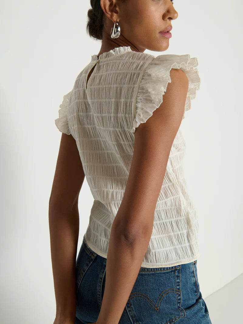 ASHLEY RUFFLE TANK (PORCELAIN) - NATION