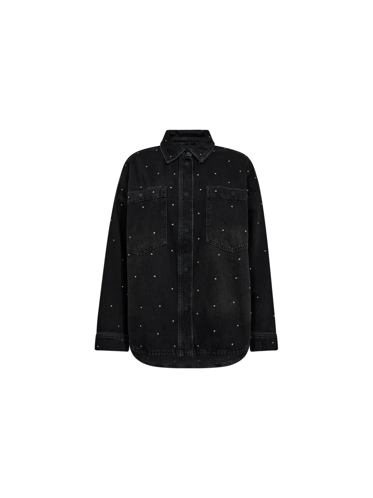 EMME STUD DENIM SHIRT (DARK GREY DENIM) - MOS MOSH