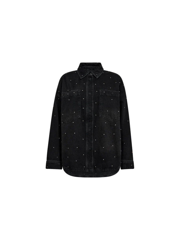 EMME STUD DENIM SHIRT (DARK GREY DENIM) - MOS MOSH