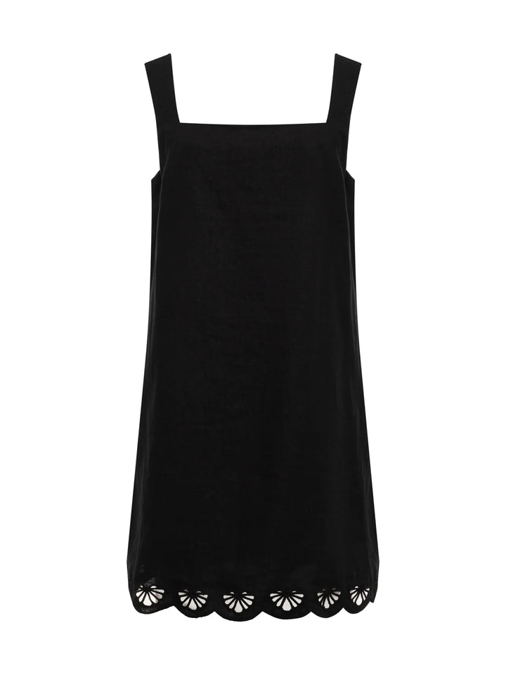 ALMOST THERE LINEN DRESS (BLACK) - SANCTUARY