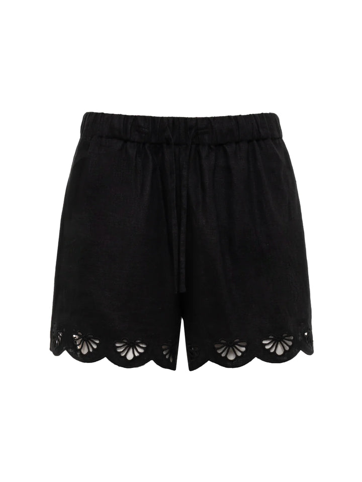 ALMOST THERE LINEN SHORTS (BLACK) - SANCTUARY