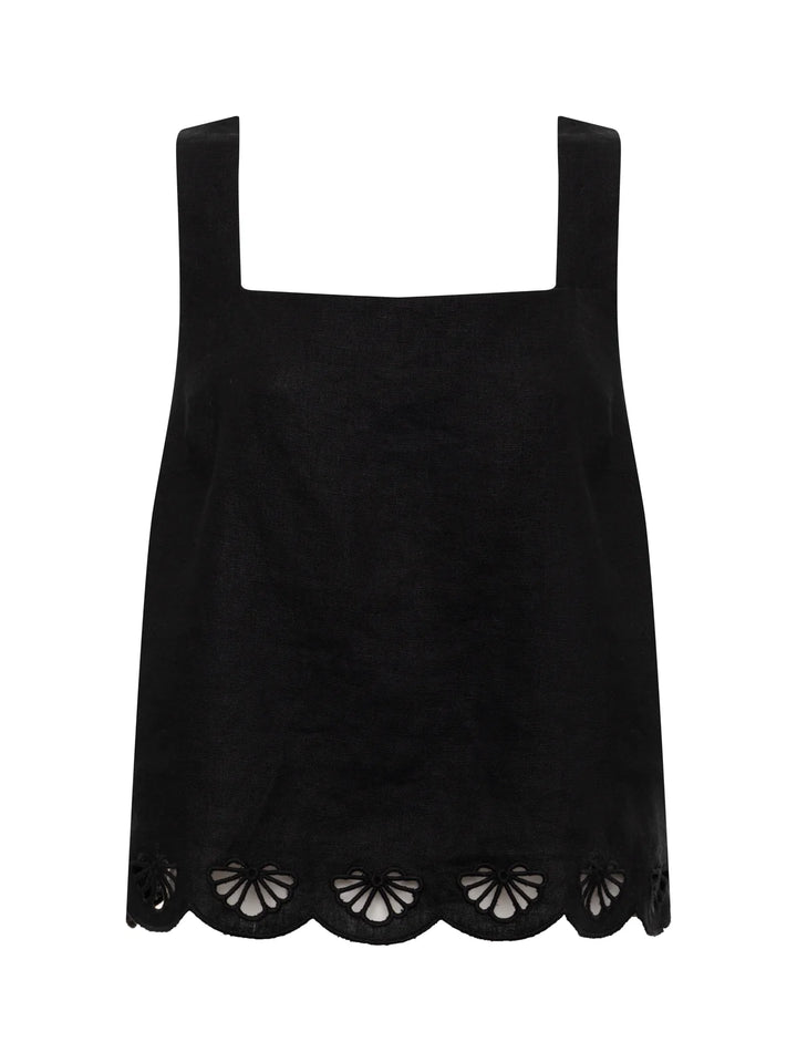 ALMOST THERE LINEN TOP (BLACK) - SANCTUARY