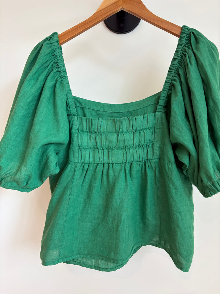 OLIVIA WOVEN LINEN TOP - VELVET