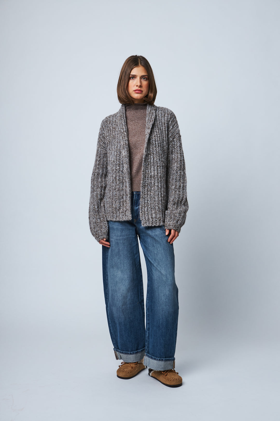 BETTY KNIT CARDIGAN (RICH GRAVEL) - LINE