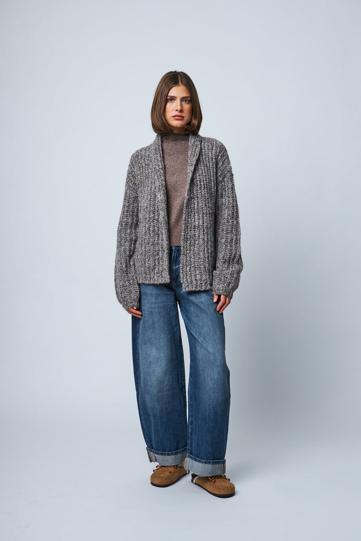 BETTY KNIT CARDIGAN (RICH GRAVEL) - LINE