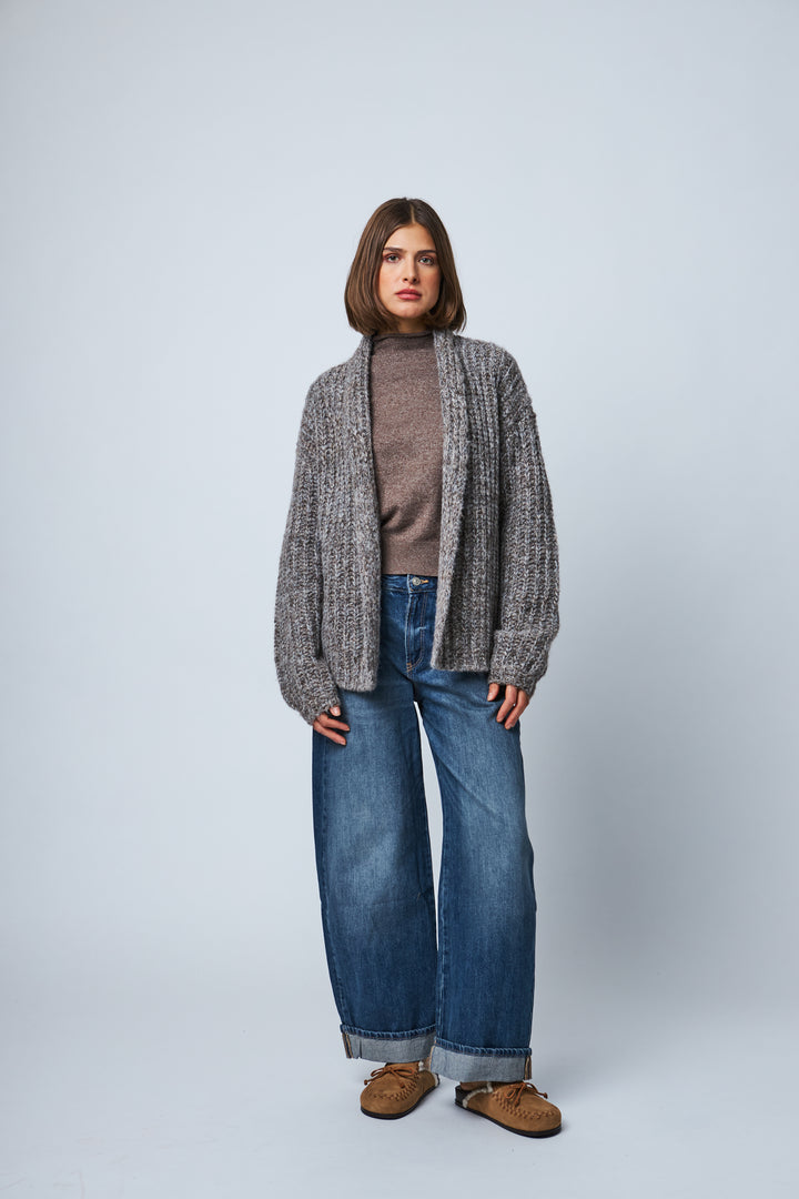 BETTY KNIT CARDIGAN (RICH GRAVEL) - LINE