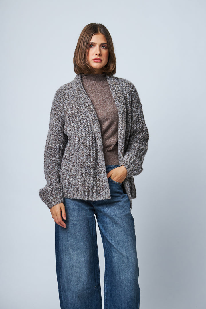 BETTY KNIT CARDIGAN (RICH GRAVEL) - LINE