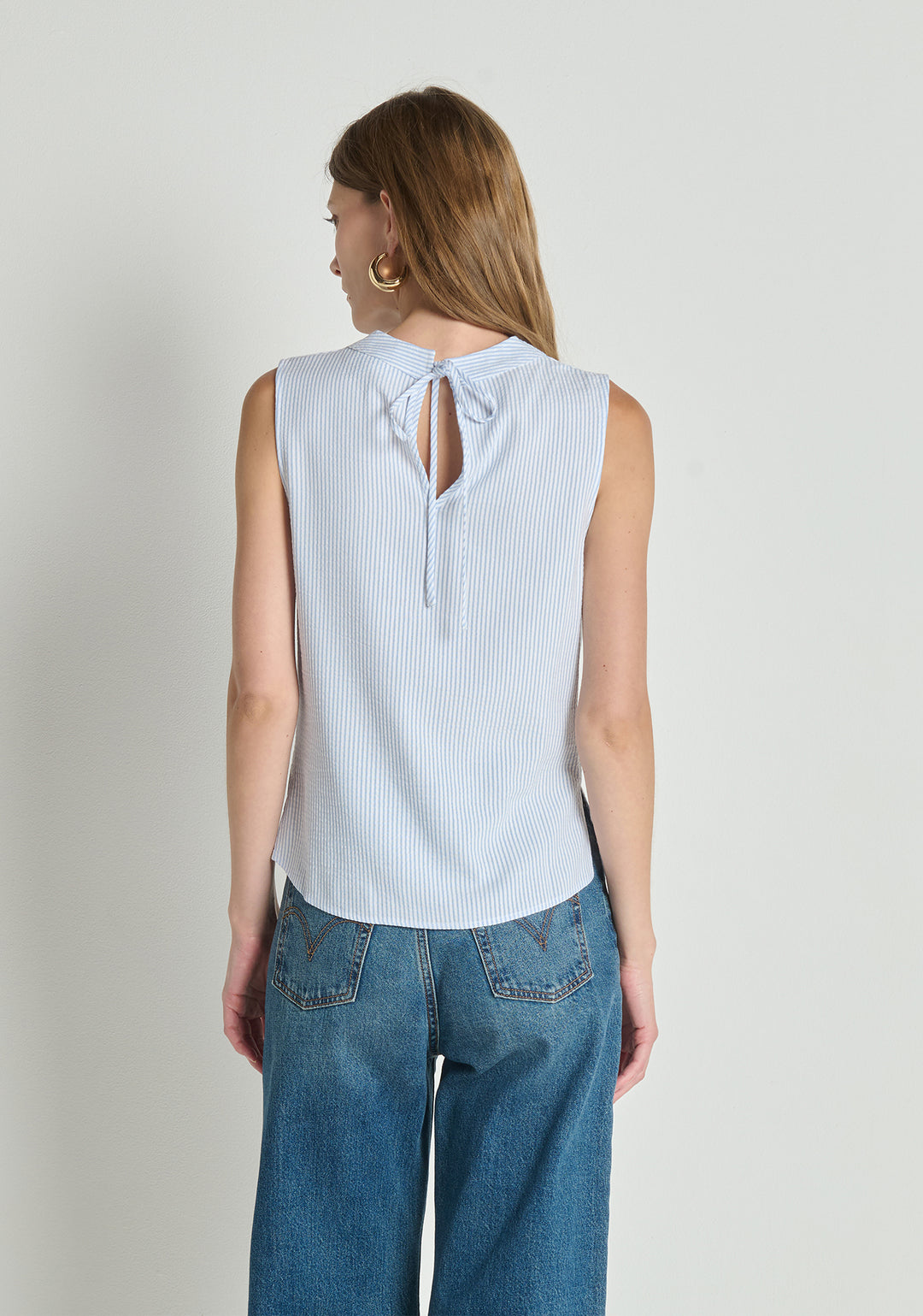 CILLE COWL NECK TANK (MINI STRIPE) - NATION