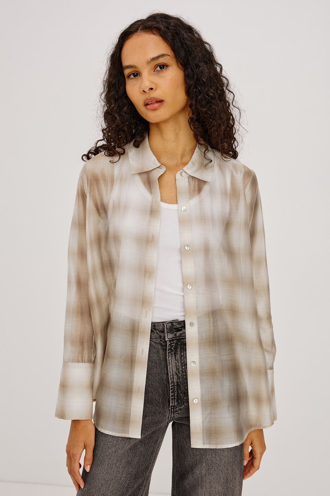 BISHOP BUTTON UP (MINK-VANILLA) - RAILS